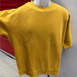 Zara Mustard Yellow Crewneck Short Sleeve Top